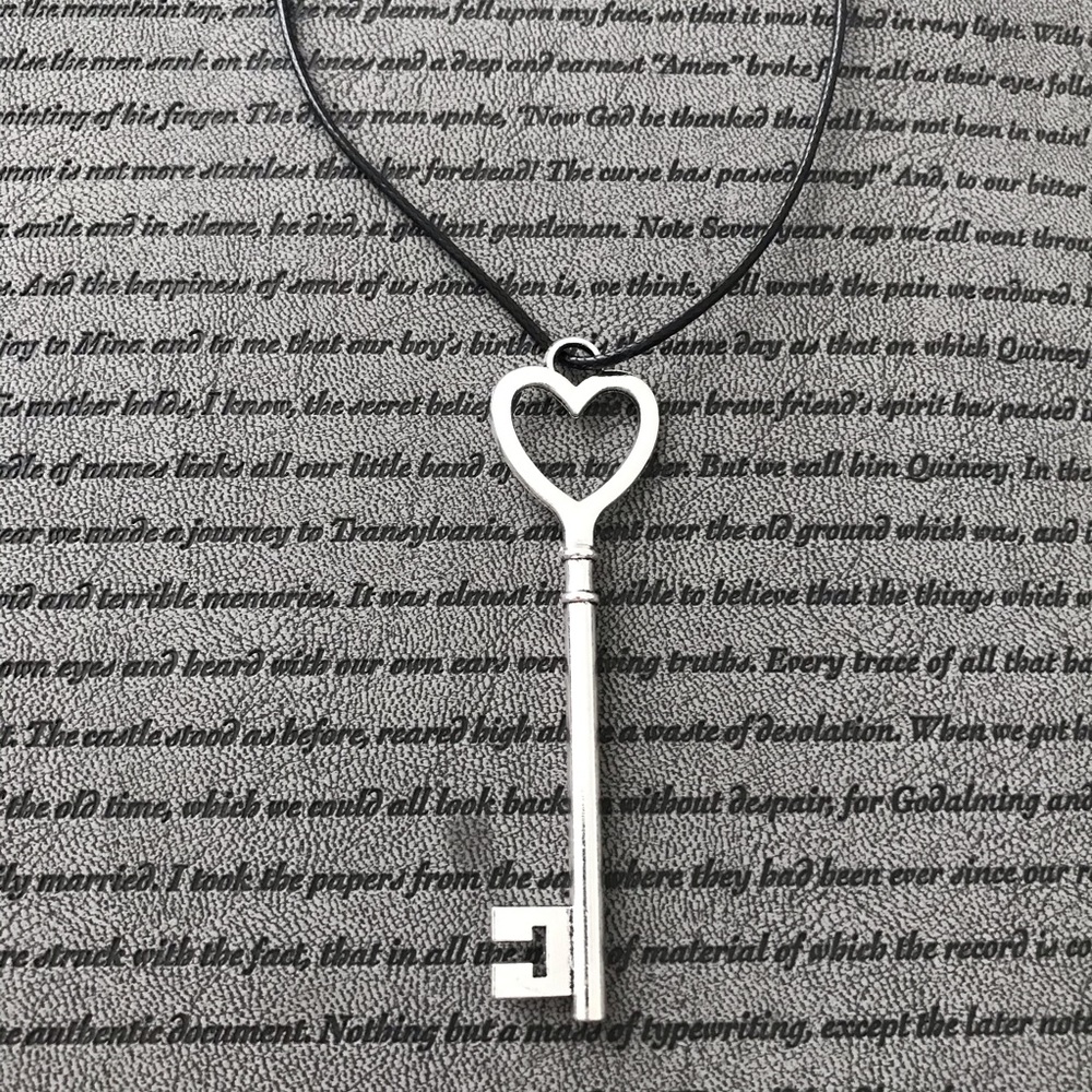 Silver Key Statement Boho Hippie Pendant Necklace
